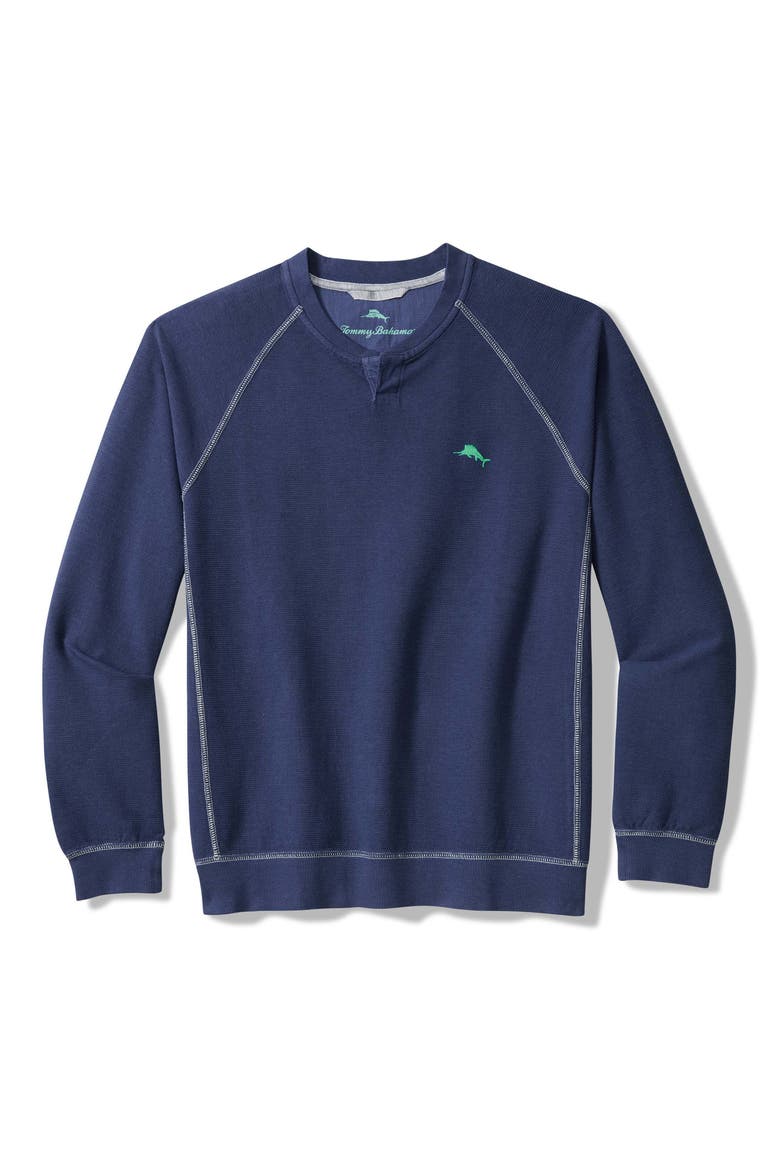 Montego Bay Abaco Notch Neck Sweatshirt, Main, color, ISLAND NAVY