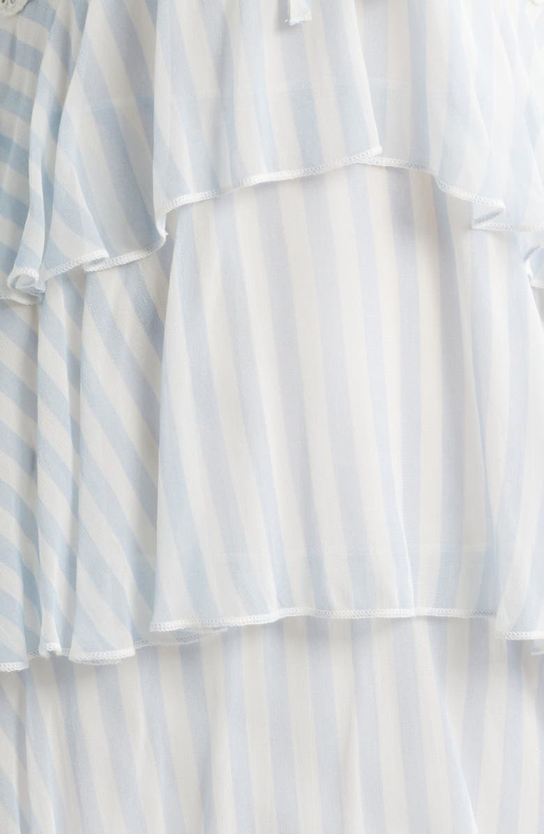 LoveShackFancy Marlia Stripe Tiered Minidress, Alternate, color, Lariat Blue