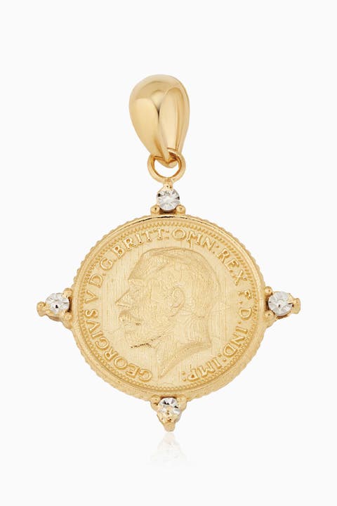 14K Two Tone Gold Legacy Coin Pendant Charm