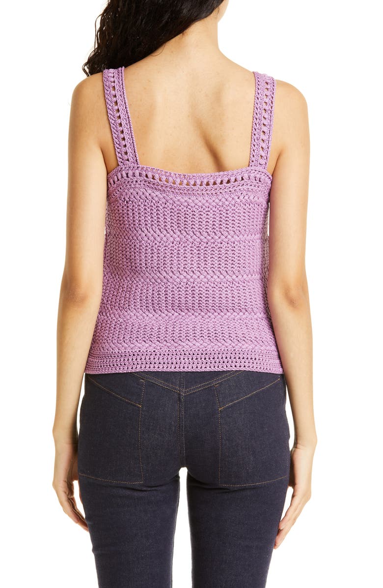 Vince Square Neck Textured Cotton Knit Tank, Alternate, color,