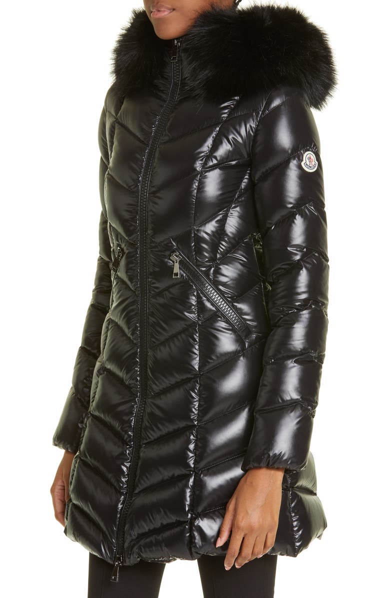 Moncler Fulmarre Quilted Down Coat with Faux Fur Trim, Alternate, color, 