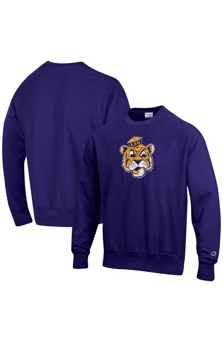 Champion Men's Champion Purple LSU Tigers Vault Logo Reverse Weave Pullover Sweatshirt, Alternate, color,