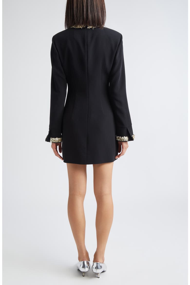 Adi Floral Embellished Long Sleeve Minidress, Alternate, color, BLACK