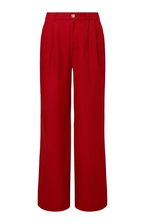 Onia Air Linen Pleated Trousers In Dark Red