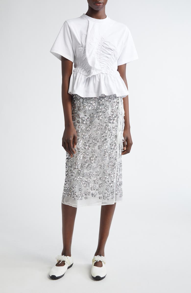 Cecilie Bahnsen Ace Smocked Jersey Peplum Top, Alternate, color,