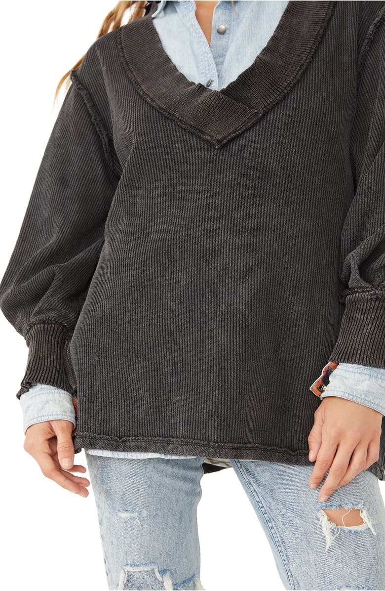 Free People Asher Thermal Knit V-Neck Top, Alternate, color,