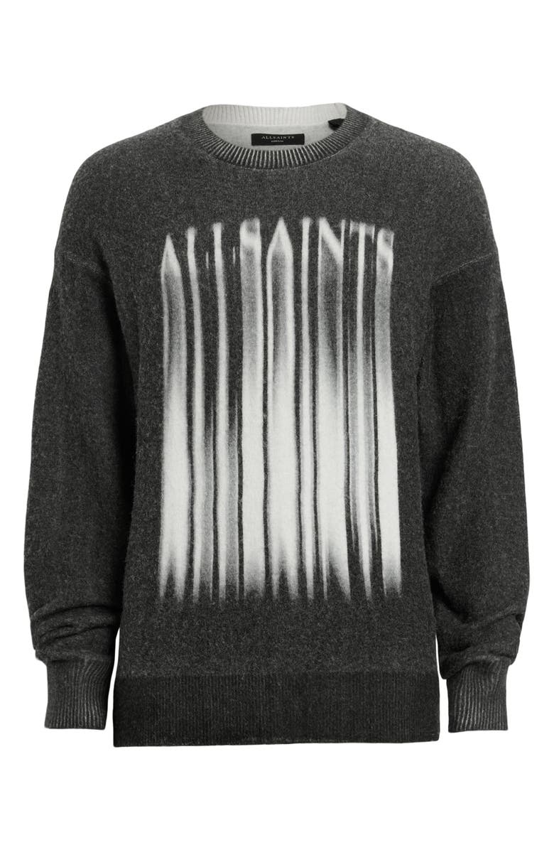 AllSaints Fayde Logo Alpaca & Wool Blend Sweater, Alternate, color, Washed Black