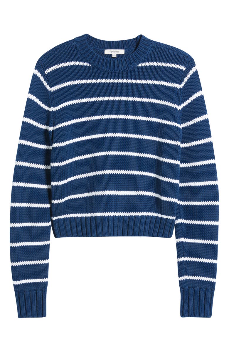 Madewell Stripe Relaxed Cotton Sweater, Alternate, color, Ink And White Stripe