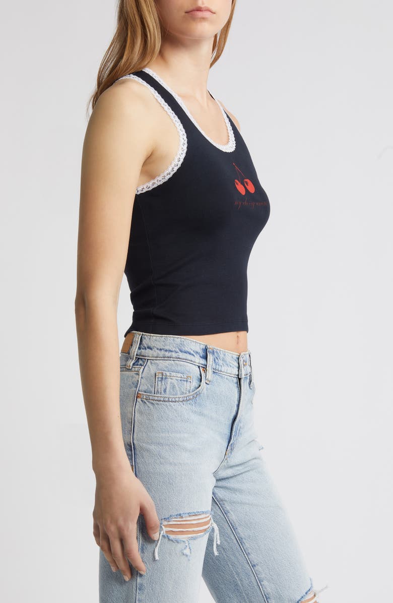 Daydreamer My Cherry Amour Lace Trim Tank Top, Alternate, color,