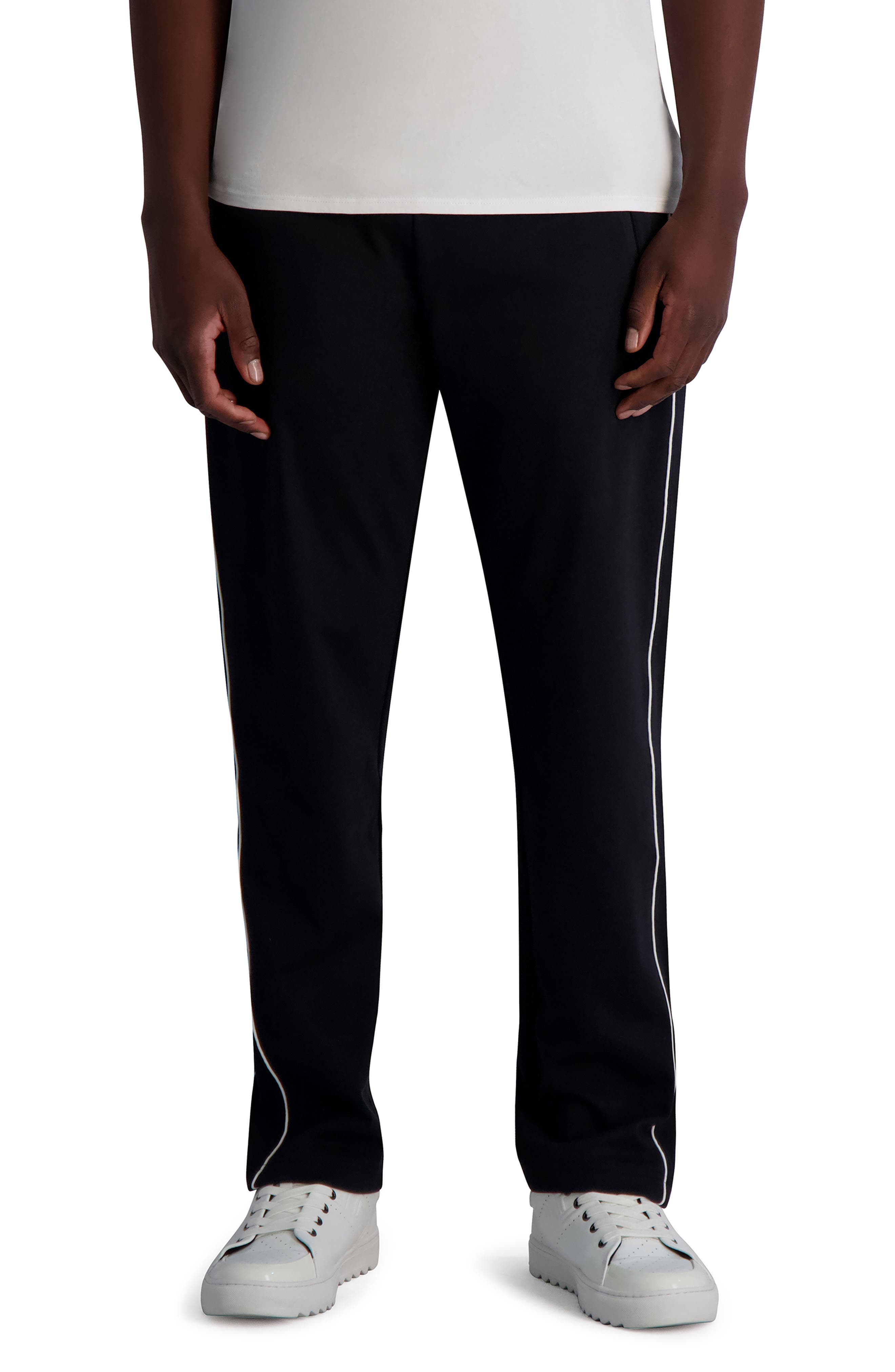 KARL LAGERFELD PARIS Side Stripe Cotton Blend Performance Pants