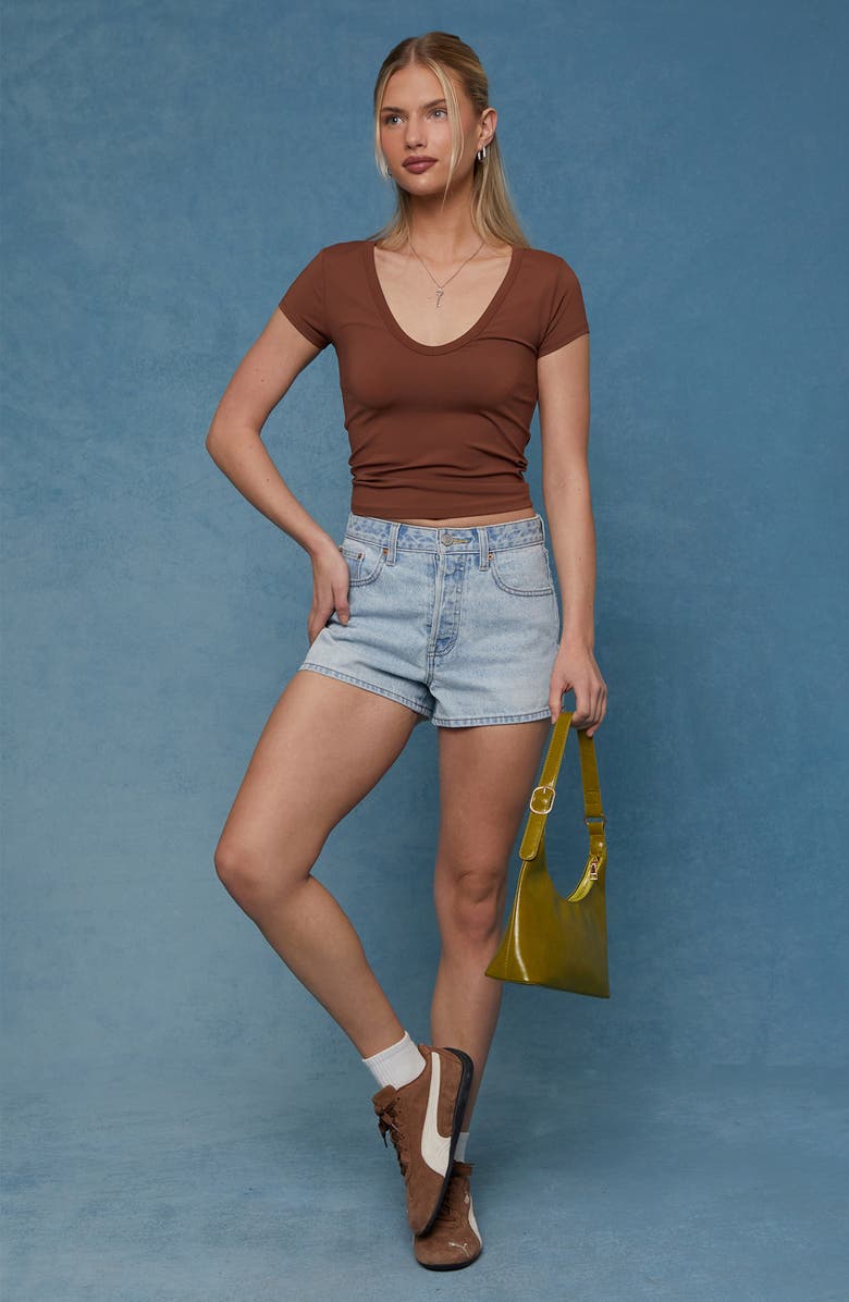 PacSun Ivy High Waist Denim Shorts, Alternate, color, Light Indigo