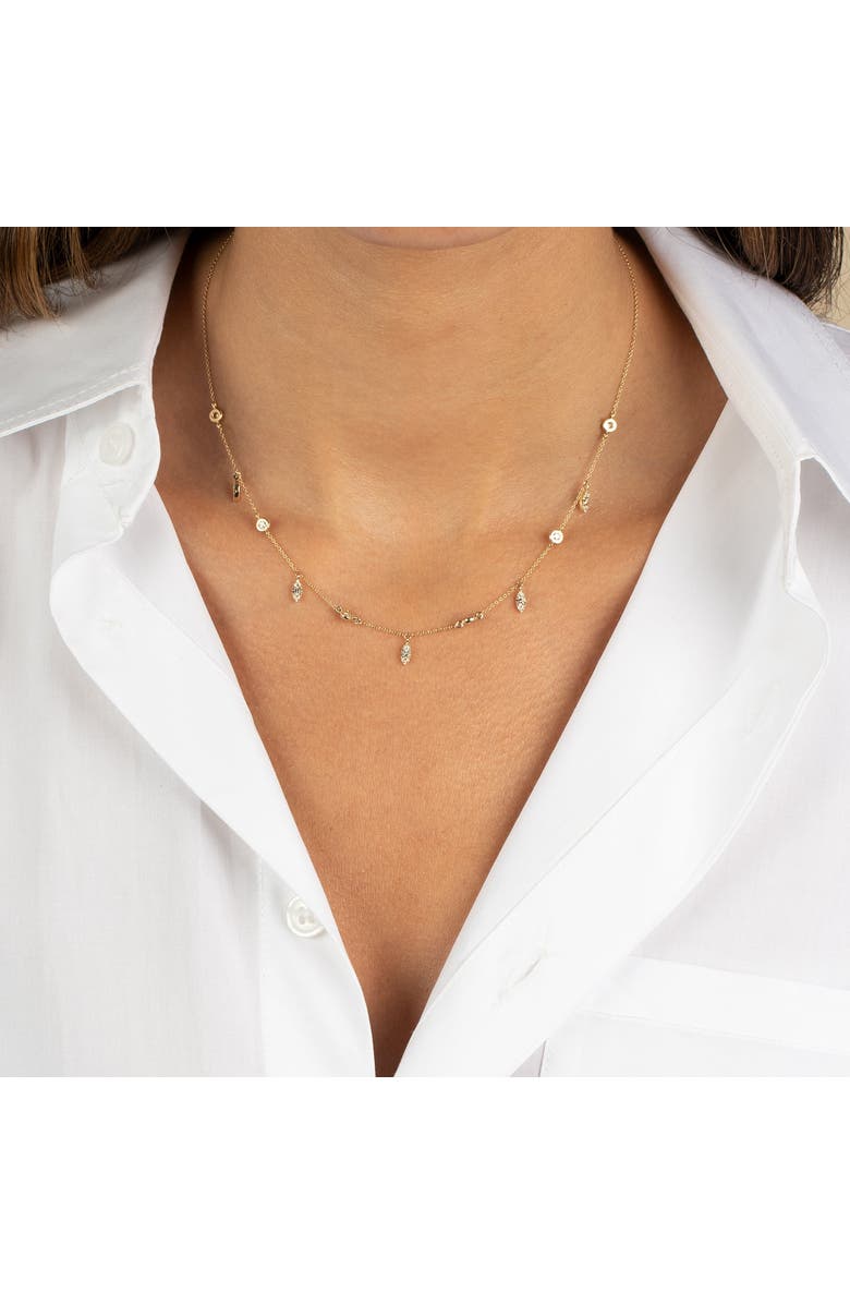 BY ADINA EDEN Diamond Bezel X Pave Shaker Necklace 14K, Alternate, color, 