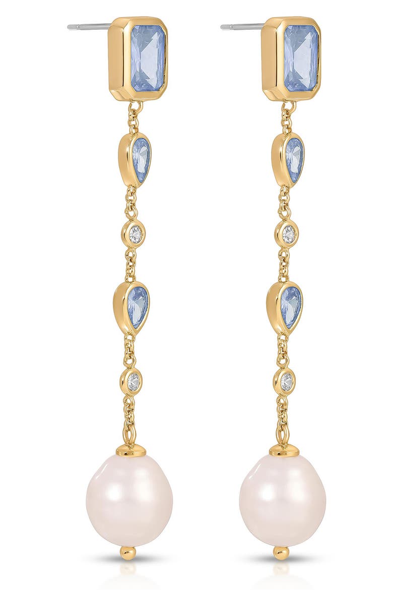 Gleaming Cubic Zirconia Linear Earrings, Alternate, color, BLUE