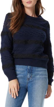 Sam Edelman Jette Lace Inset Cable Sweater