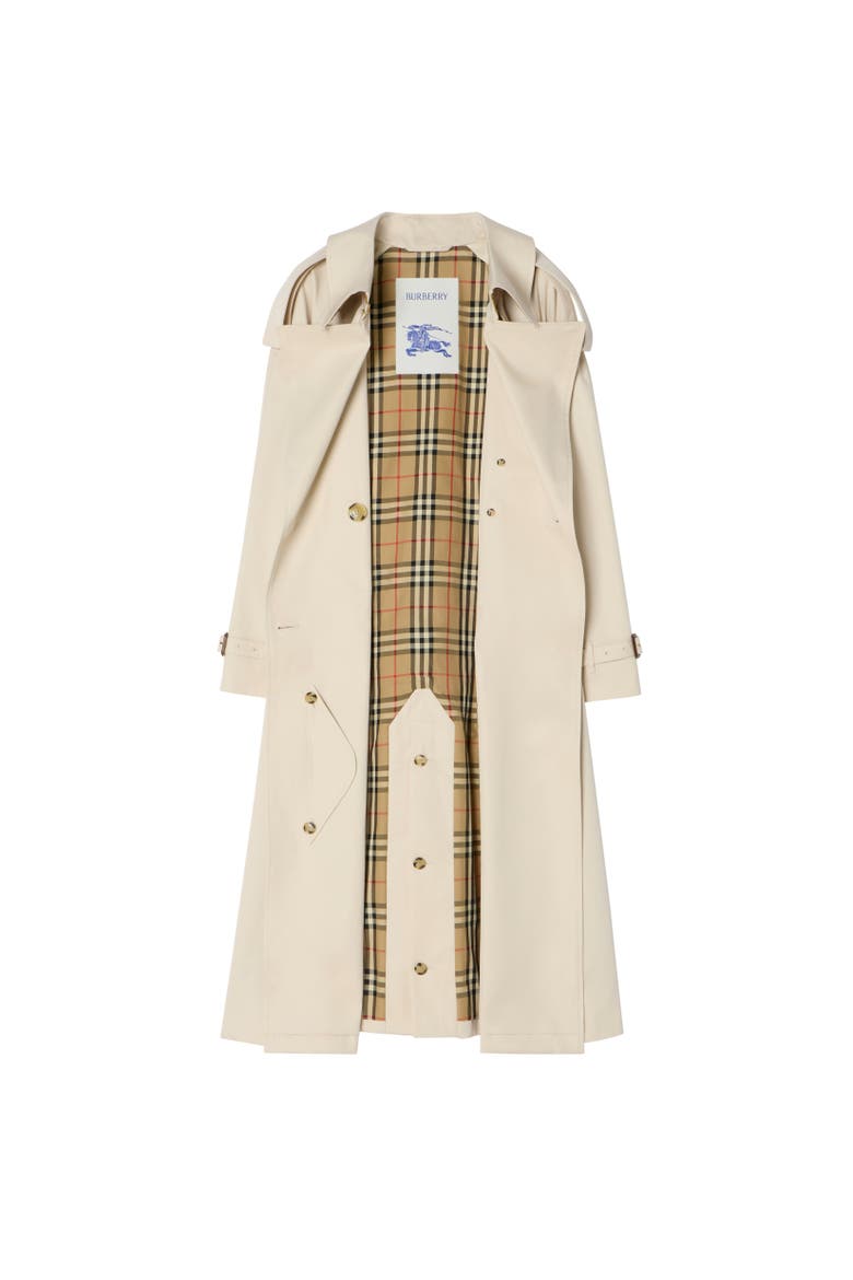 Long Gabardine Fitzrovia Trench Coat, Alternate, color, Stone beige