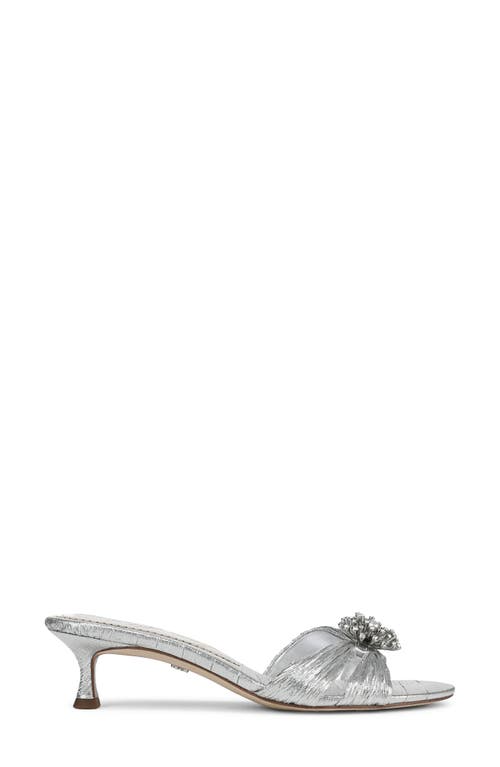 Sam Edelman Cindie Kitten Heel Mule Soft Silver Satin In Soft Silver