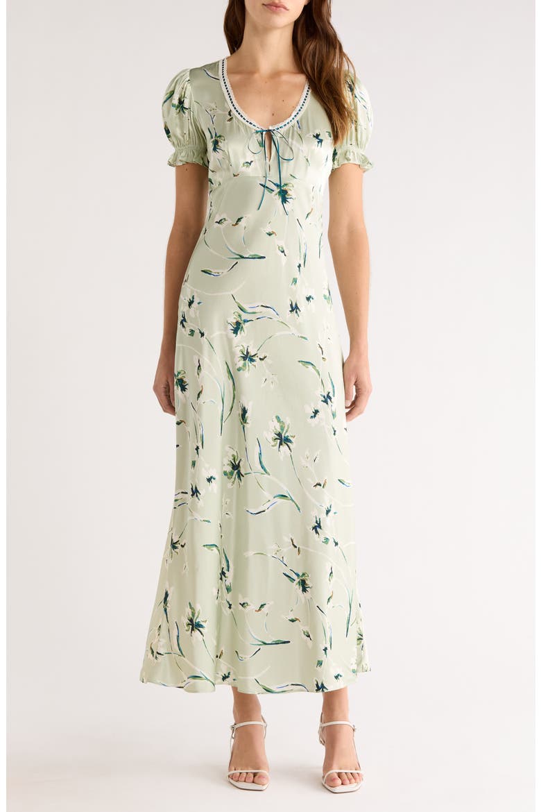 Allison Floral Tie Front Maxi Dress, Main, color, MINT LINNEA