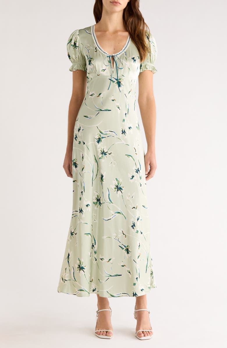Rails Allison Floral Tie Front Maxi Dress, Main, color, Mint Linnea