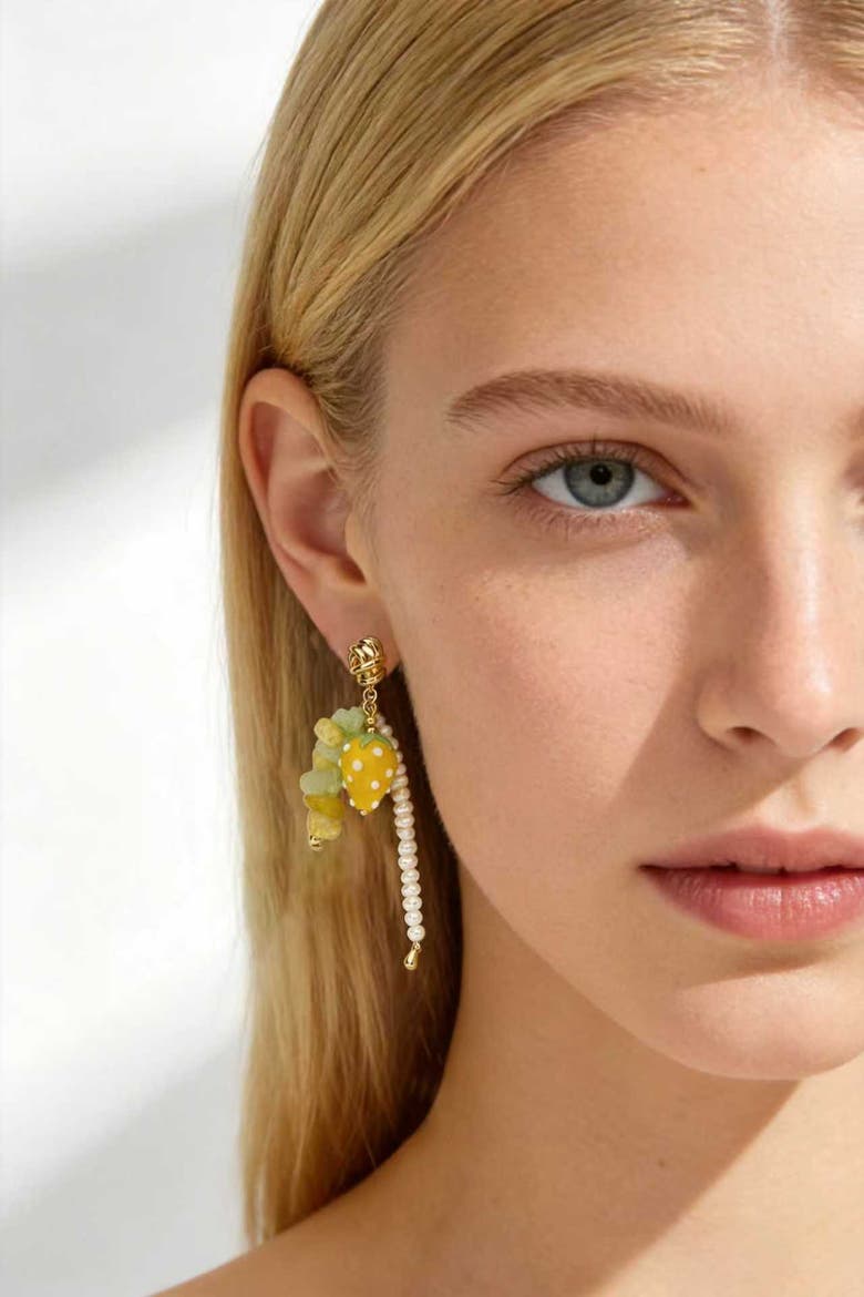 Lulu Strawberry Drop Earrings, Alternate, color, Yellow