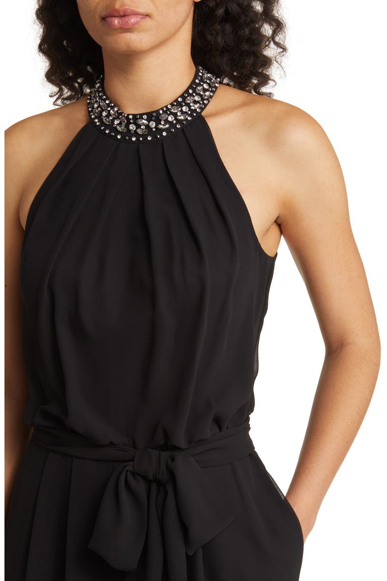 Embellished Wide Leg Jumpsuit, Alternate, color, BLACK