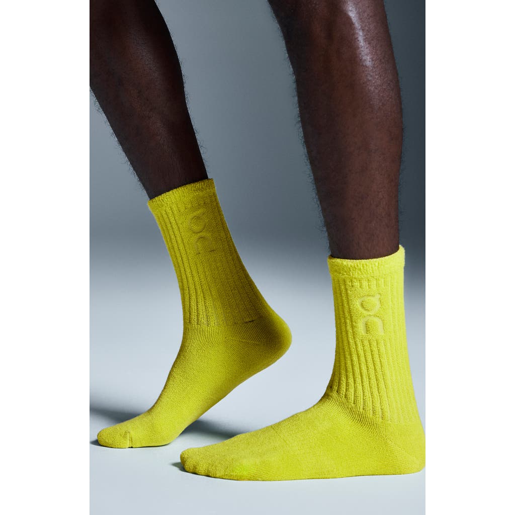 On Organic Cott Terry Crew Socks In Lime
