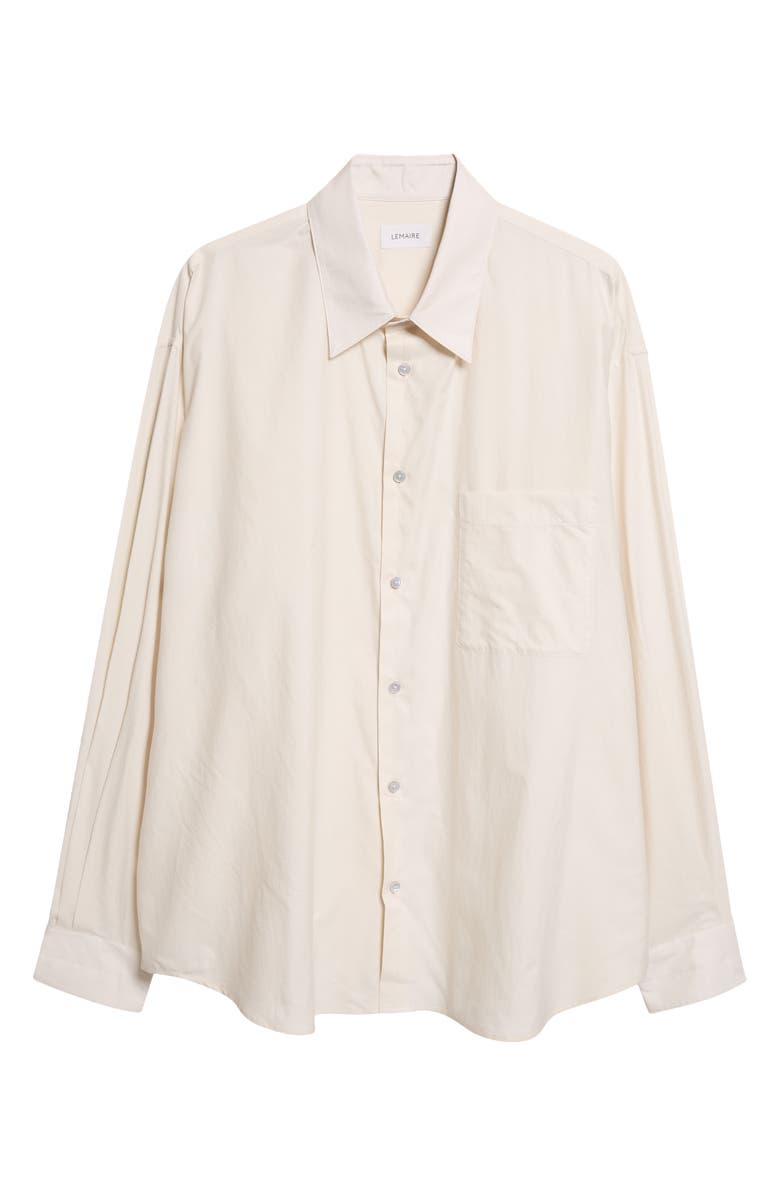 Lemaire Regular Fit Cotton & Silk Button-Up Shirt, Main, color, Light Cream