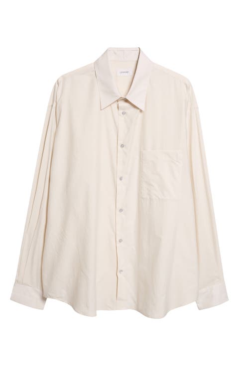 Regular Fit Cotton & Silk Button-Up Shirt