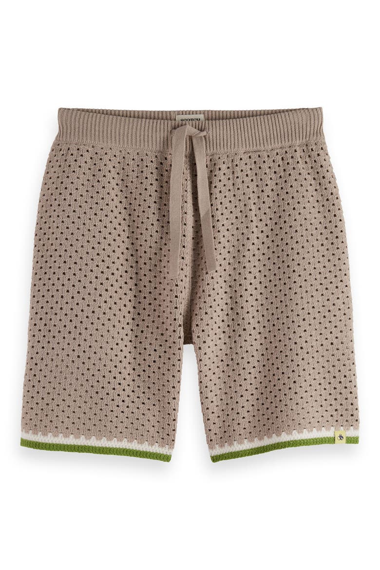 Tie Waist Crochet Shorts, Alternate, color, HIGHWAY GREY