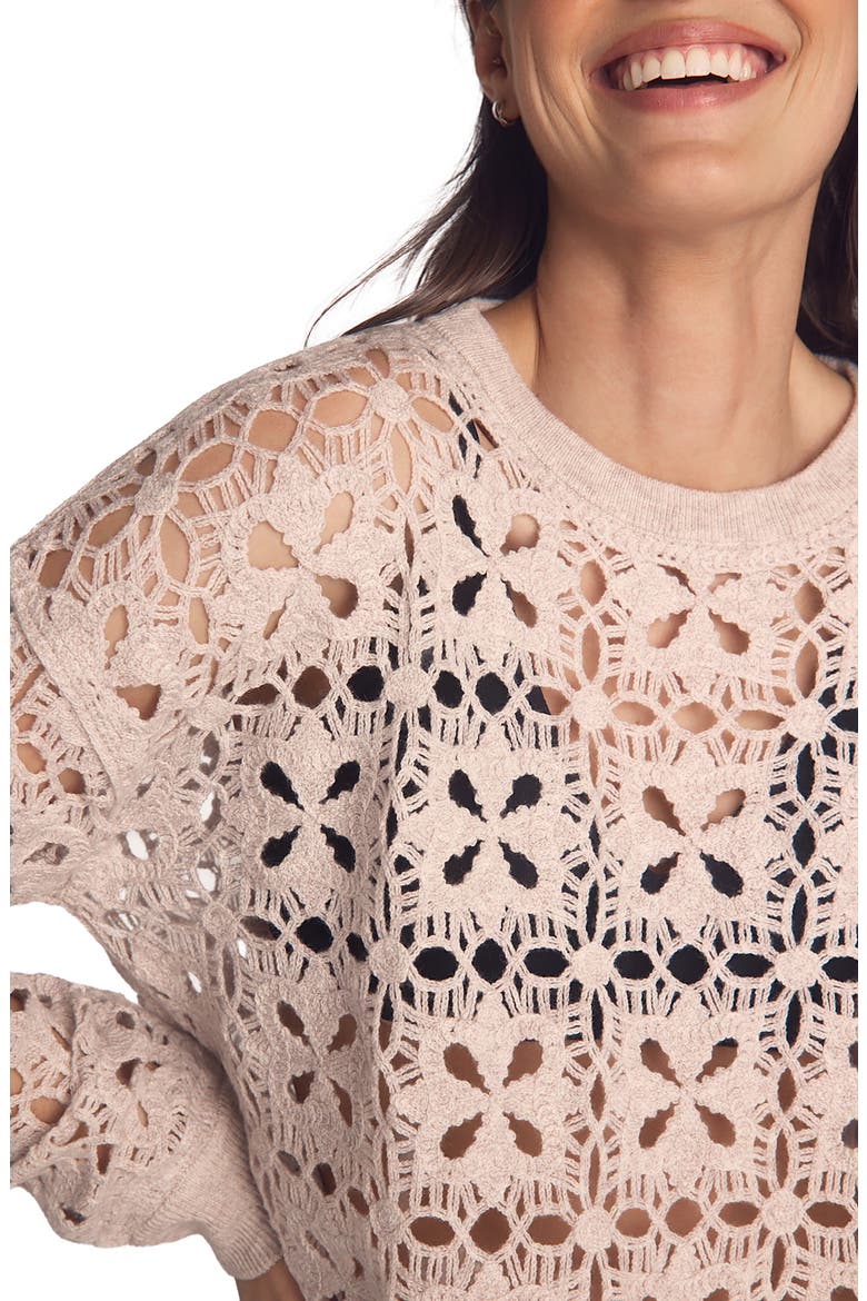 Relaxed Fit Sheer Wool & Cashmere Sweater, Alternate, color, SOFT ALMOND