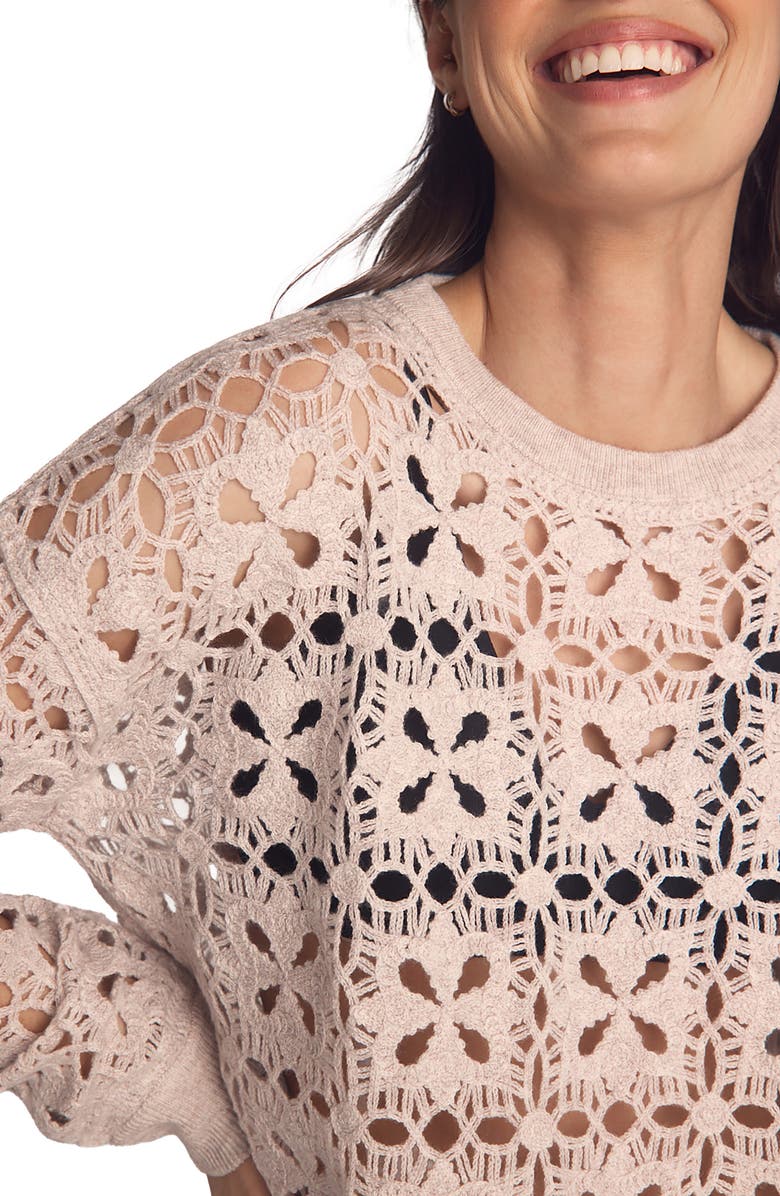 Bella Dahl Relaxed Fit Sheer Wool & Cashmere Sweater, Alternate, color, Soft Almond