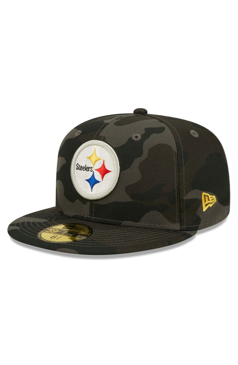 New Era Men's New Era Black Pittsburgh Steelers Camo 59FIFTY Fitted Hat, Alternate, color,