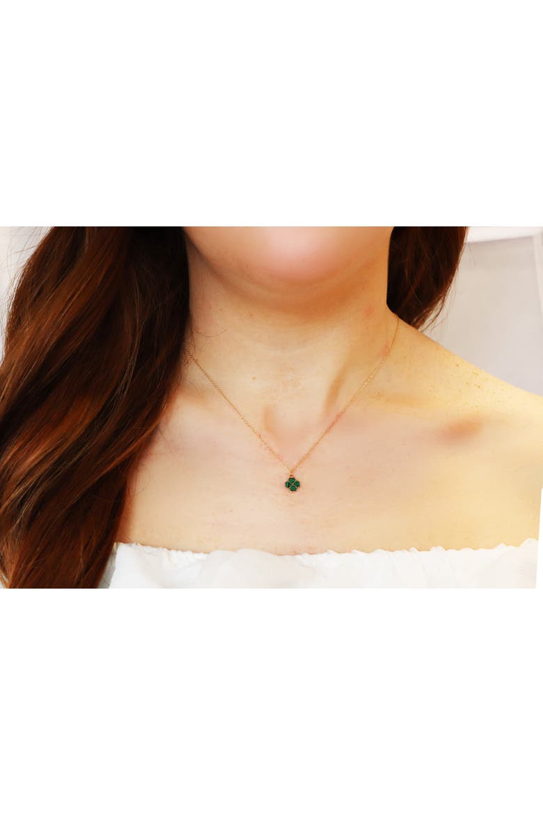 Mini Malachite Single Clover Necklace, Alternate, color, Malachite