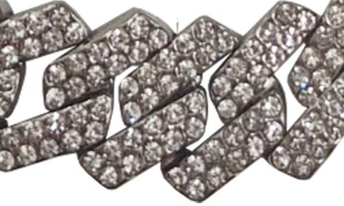 American Exchange Stainless Steel Pavé Crystal Cuban Chain Necklace In Silver