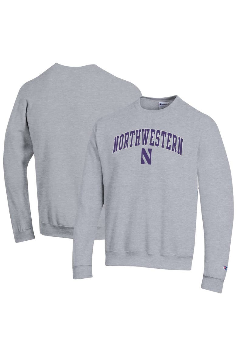 Men's Champion  Heather Gray Northwestern Wildcats Arch Over Logo Pullover Sweatshirt, Main, color, Heather Gray