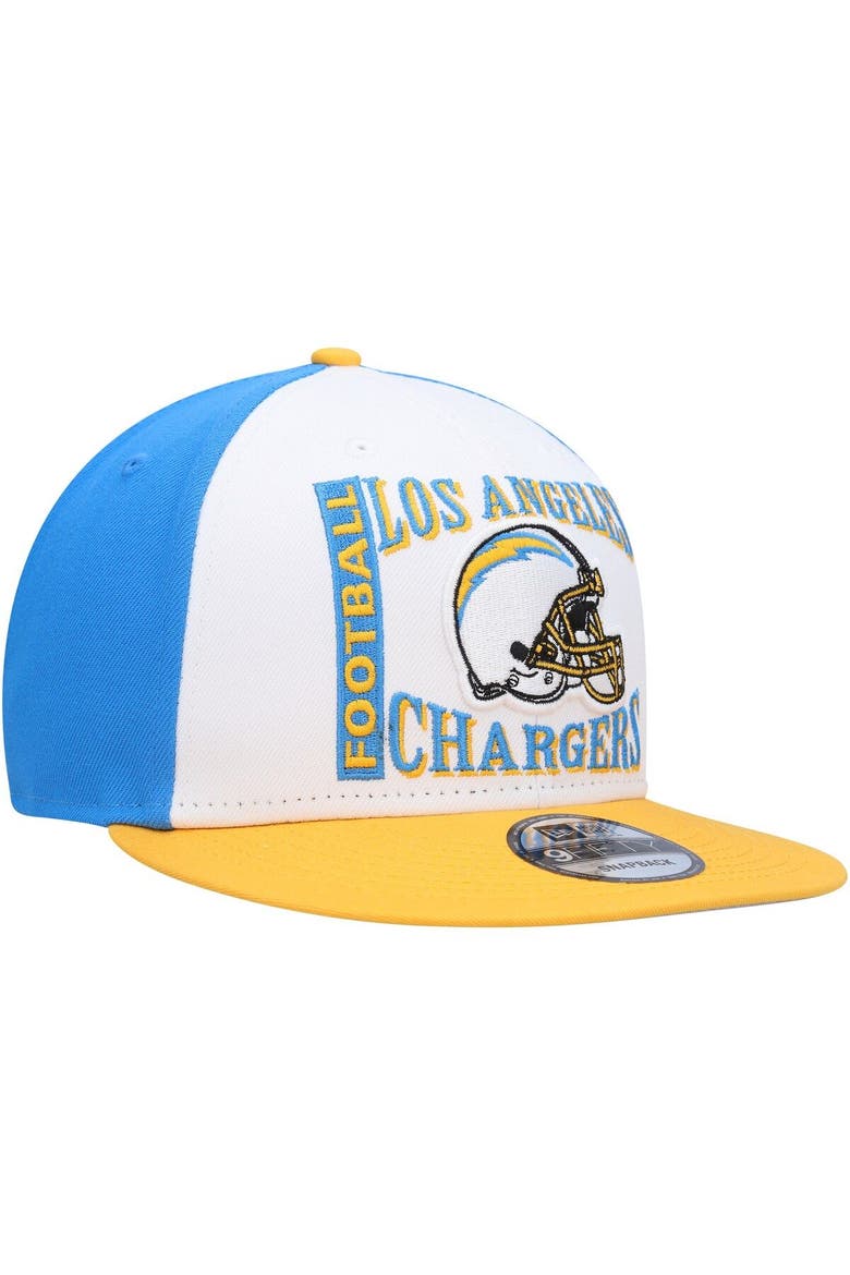 Men's New Era White/Gold Los Angeles Chargers  Retro Sport 9FIFTY Snapback Hat, Alternate, color, White
