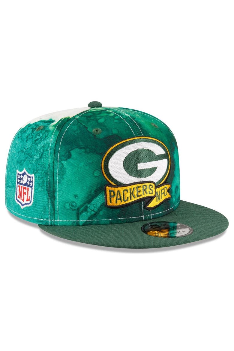 Men's New Era  Green Bay Packers 2022 Sideline 9FIFTY Ink Dye Snapback Hat, Main, color, Green