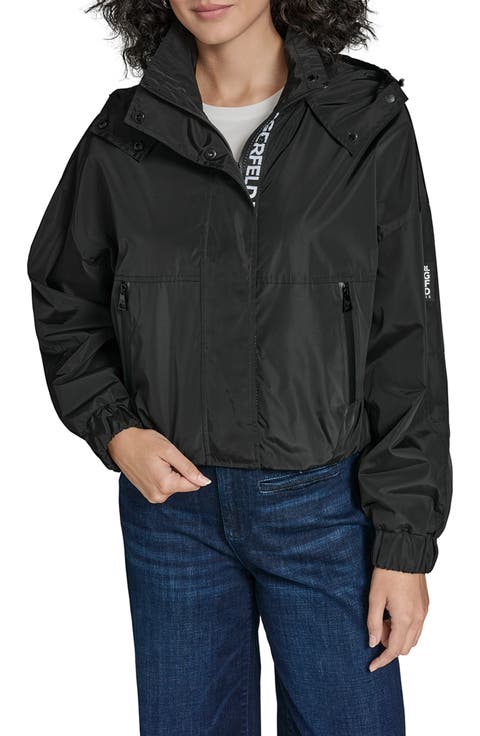 Short Hooded Logo Rain Jacket