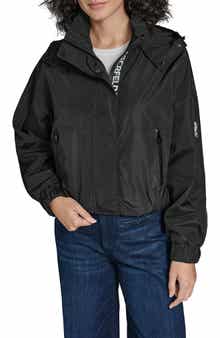 KARL LAGERFELD Short Hooded Logo Rain Jacket