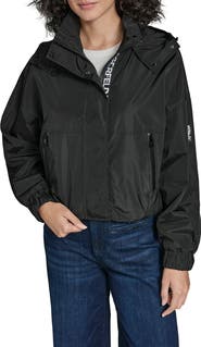KARL LAGERFELD Short Hooded Logo Rain Jacket