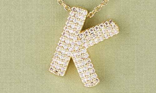 Leith Pavé Cubic Zirconia Initial Pendant Necklace In Gold