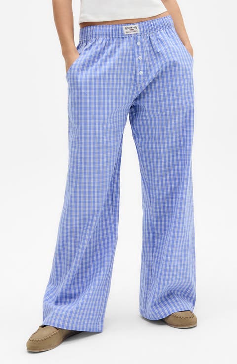 Check Straight Leg Pants