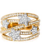 Haus of Brilliance 18K Yellow Gold Plated Silver 3/4 Cttw Diamond Star and Galaxy Ring Band