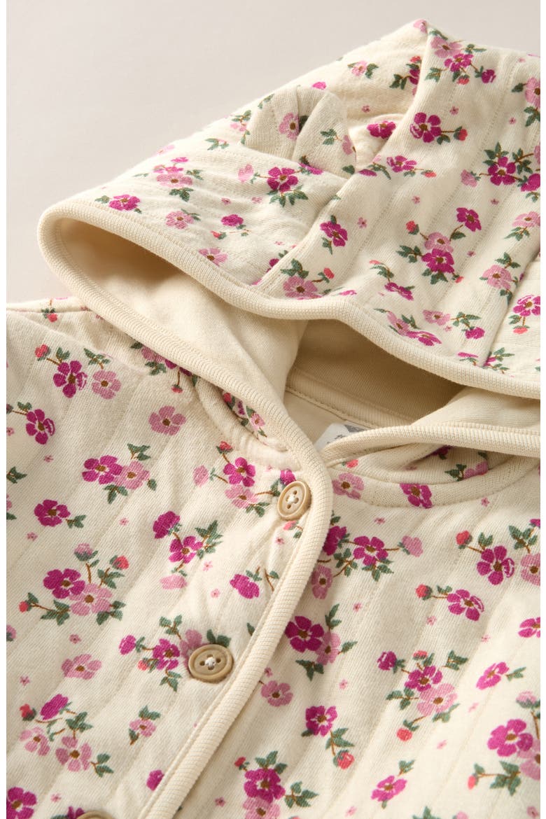Kids' Quilted Knit Hooded Jacket, Alternate, color, IVORY DOVE FLORAL FARM