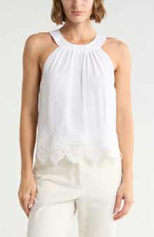 Karis Halter Neck Lace Trim Tank