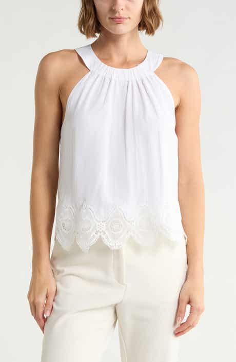 Karis Halter Neck Lace Trim Tank