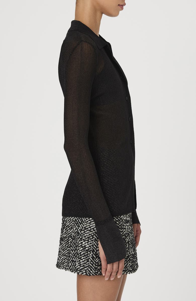 French Connection Metallic Collared Cardigan, Alternate, color, Black