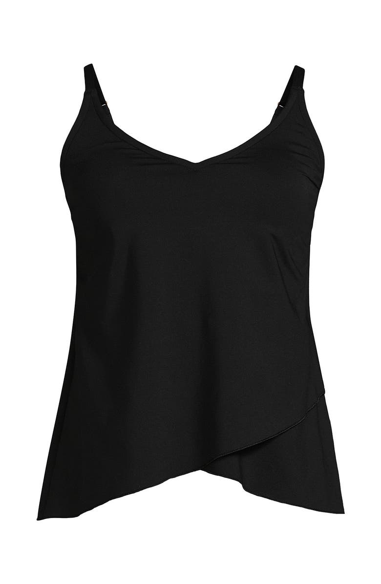 Lands' End D-Cup Chlorine Resistant V-Neck Tulip Hem Tankini Swimsuit Top with Adjustable Straps, Alternate, color, 