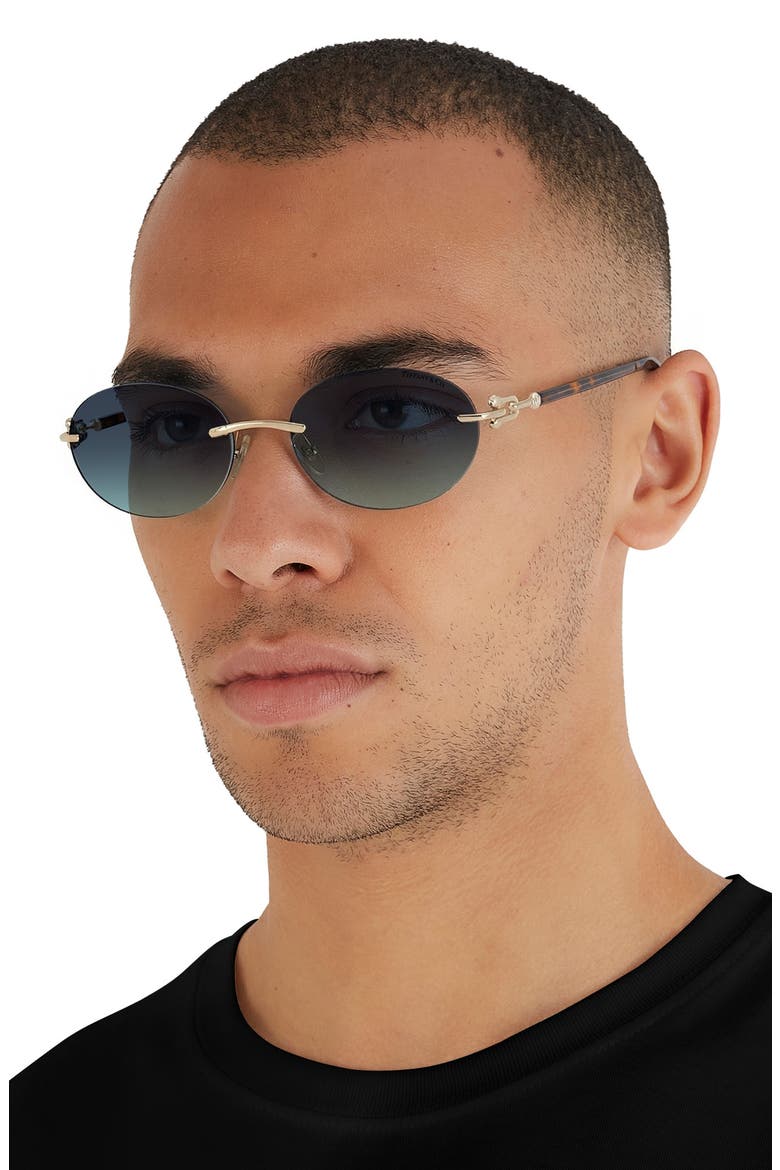 56mm Gradient Oval Sunglasses, Alternate, color, PALE GOLD / AZURE BLUE