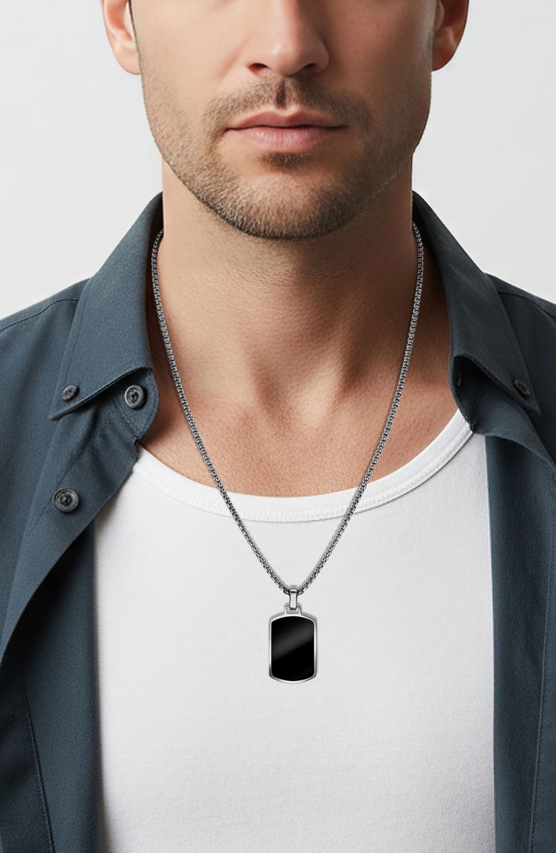VAN HEUSEN Men's Dog Tag Necklace, Alternate, color, Black