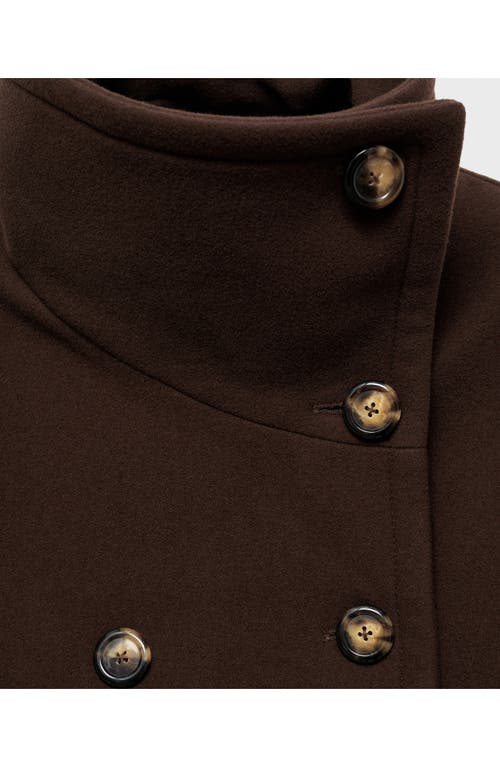 Mango Double Breasted Wool Blend Jacket In Chocolate